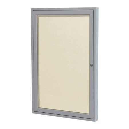 Ghent Ghent Enclosed Bulletin Board, Outdoor, 1 Door, 30"W x 36"H, Ivory Vinyl/Silver Frame PA13630VX-185